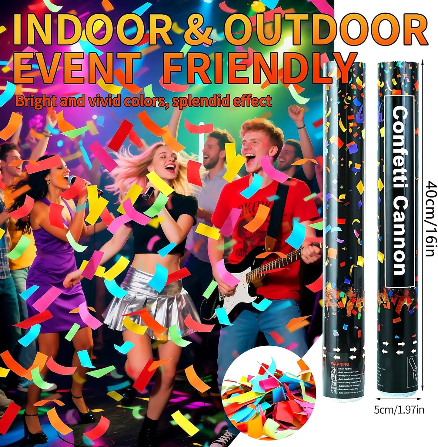 16in Biodegradable Confetti Poppers,Confetti Cannons Bulk with Colorful Confettis Design for Ceremony Party Favor Supplies,Birthday Holiday,Halloween Thanksgiving,Christmas,New Year's Eve(6Pack)