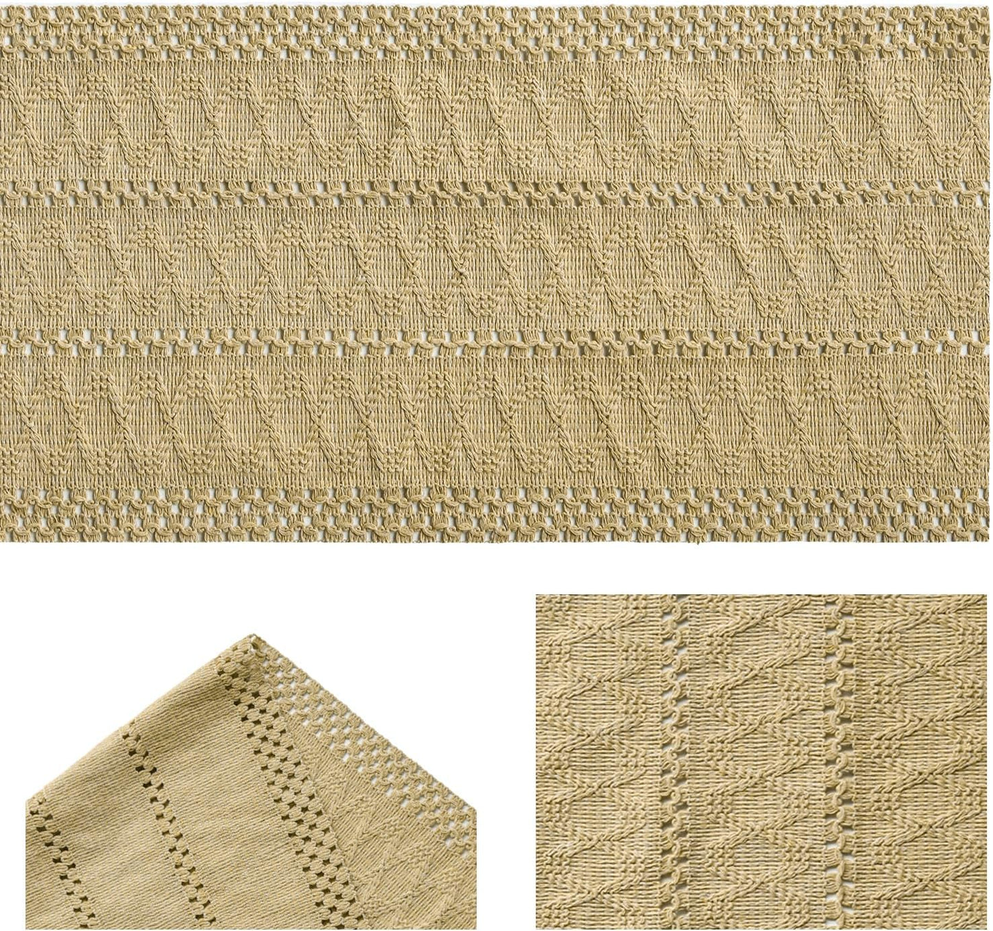 Artoid Mode Burlap Brown Farmhouse Woven Rustic Hollow Table Runner, Seasonal Holiday Hollow Kitchen Dining Table Decoration for Home Party Decor 12x48 Inch