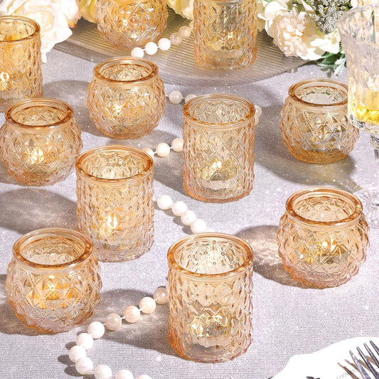 12pcs Assorted Gold Votive Candle Holders, Tea Light Candle Holder for Table Centerpiece, Gold Candle Holders for Wedding Centerpieces, Brithday and Holiday Decorations