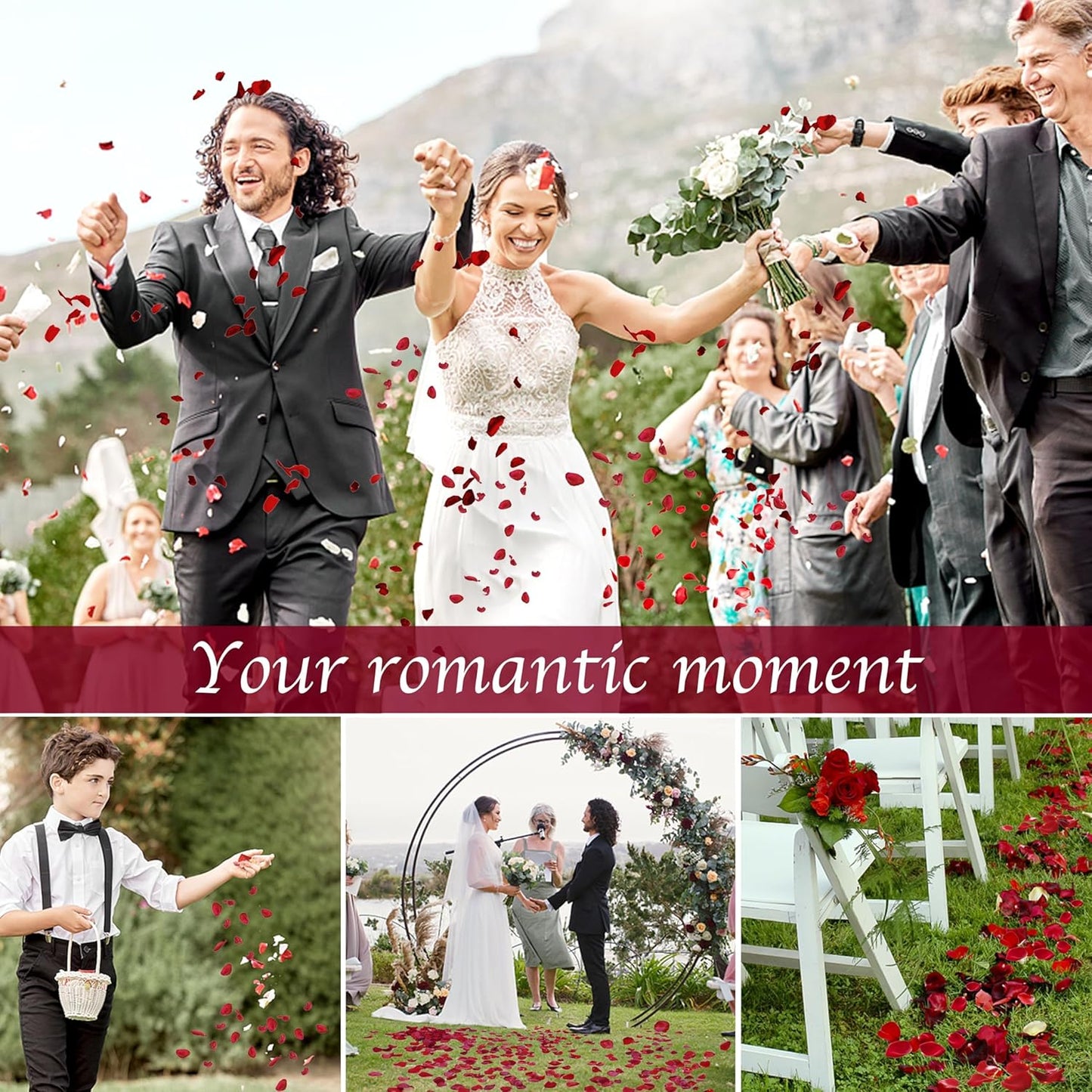 180 PCS Dried Real Red Rose Flower Petals Confetti for Wedding, 1.75oz Preserved Freeze Petals for Romantic Night Wedding Proposal Valentine's Day Centerpeice Decor